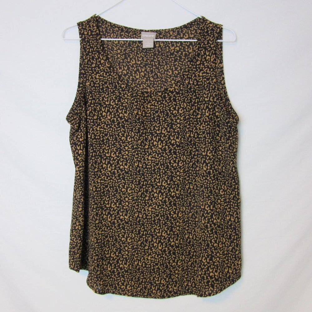 Chico's Black Cheetah Print Tank Top Work Wear Career Womens Med